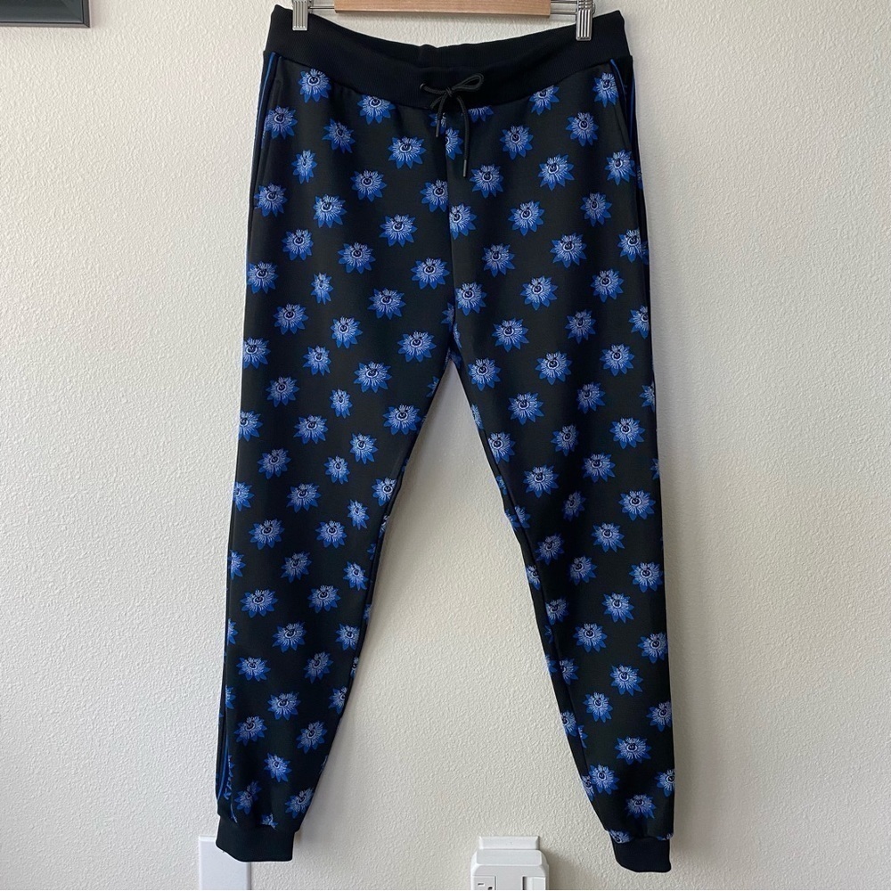 Kenzo | Women's Monogram Trimmed Intarsia Knit Joggers Size Large Evil Eye